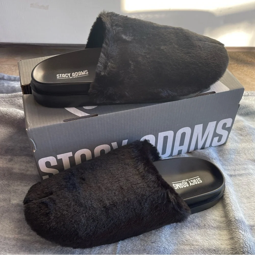 Stacy Adams NIB Montecito black slip on house shoes slippers
